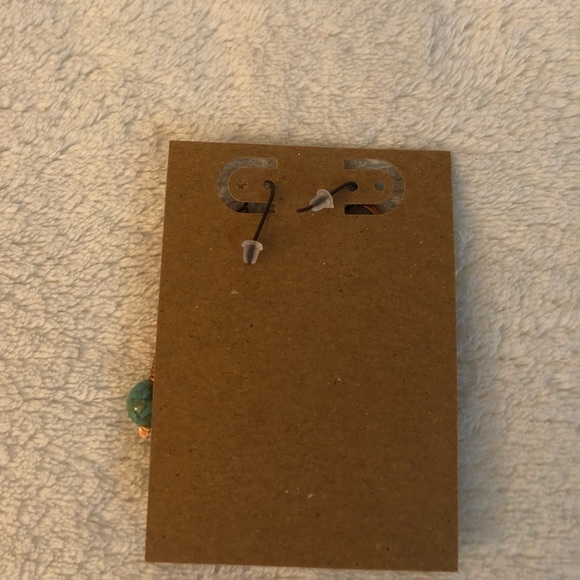 handmade copper turquoise dangle earrings - Picture 5 of 5
